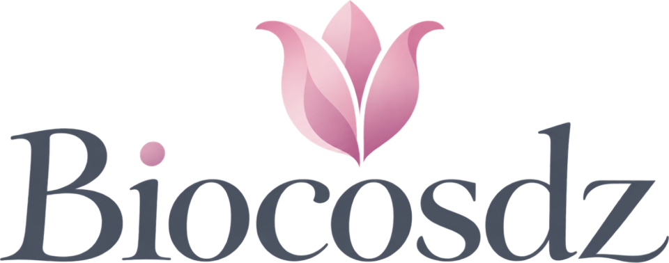 Biocosdz - logo officiel floral rose et mot-symbole
